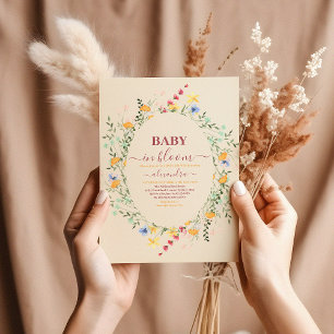 Wildblomma Blommigt Ram Baby Shower Inbjudningar