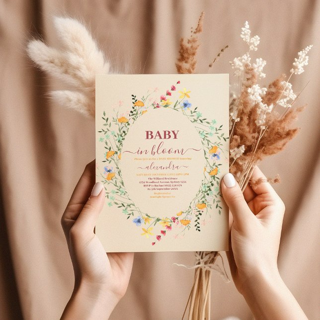 Wildblomma Blommigt Ram Baby Shower Inbjudningar (Skapare uppladdad)