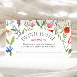 Wildblomma Blommigt White Diaper Raffle Baby Showe Tilläggskort