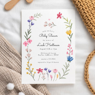Wildblomma Blomsterträdgård Baby Shower Inbjudningar