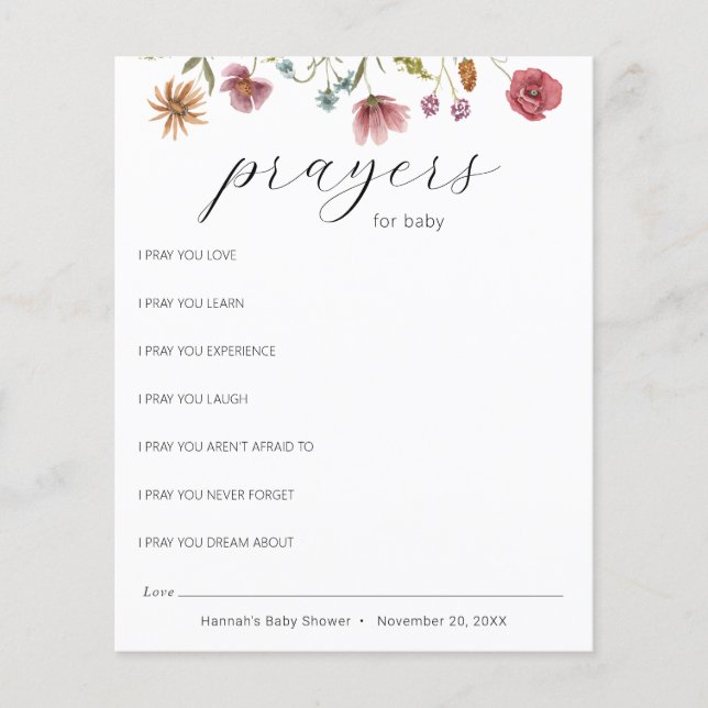 Wildblomma Bloom Prayers för Baby (Framsida)
