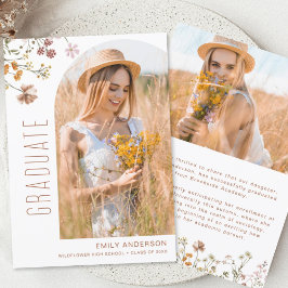 Wildblomma Bloom Studenten fotomeddelande Inbjudningar