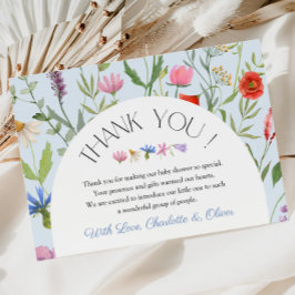 Wildblomma Blue Blommigt Baby Shower - tack för di Inbjudningar