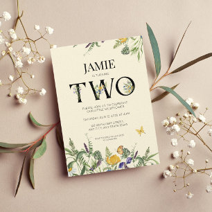 Wildblomma Boho 2:a födelsedagsinbjudan till flick Inbjudningar