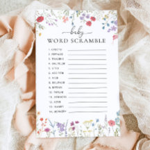 Wildblomma Boho Baby Shower Game Ord Scramble