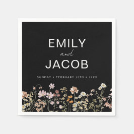 Wildblomma Boho Bröllop in Bloom Black Pappersservett