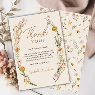 Wildblomma Boho Chic Baby Shower - tack för ditt k Inbjudningar