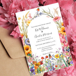 Wildblomma boho chic blommigt Wandbröllopsinbjudan Inbjudningar
