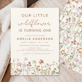 Wildblomma Boho Chic First Birthday Terracotta Inbjudningar