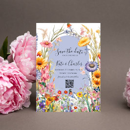 Wildblomma boho chic krans för att rädda datumet i inbjudningar