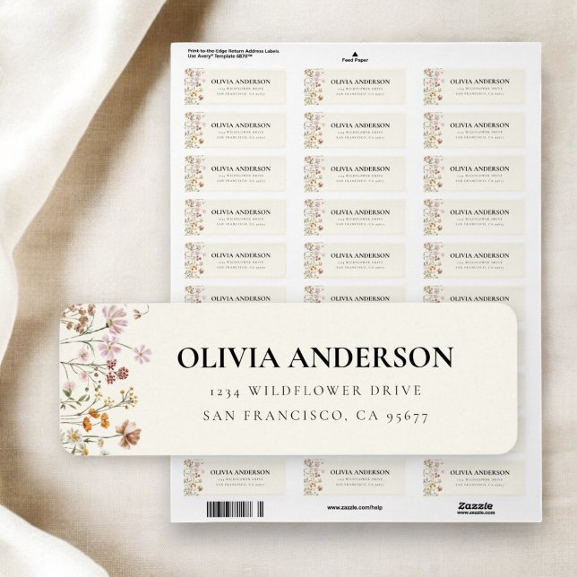 Wildblomma Boho in Bloom Garden Returadress Etikett (Skapare uppladdad)