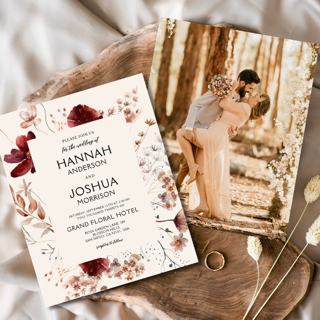 Wildblomma Boho Photo Instagram Wedding bjudande Flygblad (Skapare uppladdad)