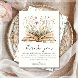 Wildblomma | Bok Theme Baby Shower Tack Kort