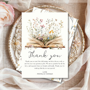 Wildblomma Bok Theme Baby Shower Tack Kort
