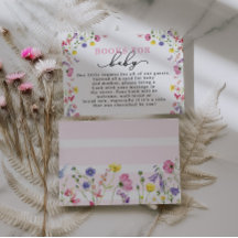Wildblomma Bokar för Baby-begärandekort | Redigerb