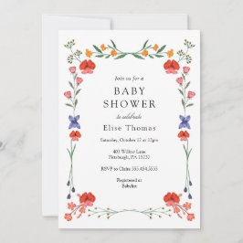 Wildblomma Botanic Garden Baby Shower Inbjudningar