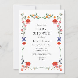 Wildblomma Botanic Garden Baby Shower Inbjudningar