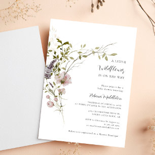 Wildblomma Botanical Girl Baby Shower Inbjudningar