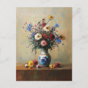 Wildblomma Bouquet i ett Vas stillliv Vykort