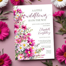 Wildblomma Bright Rosa Blommigt Girl Baby Shower