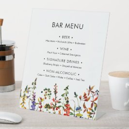 Wildblomma Bröllop 2 Pub Menu Pedestal-tecken