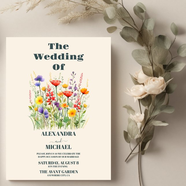 Wildblomma Bröllop Boho Land Blommigt Inbjudningar (Skapare uppladdad)