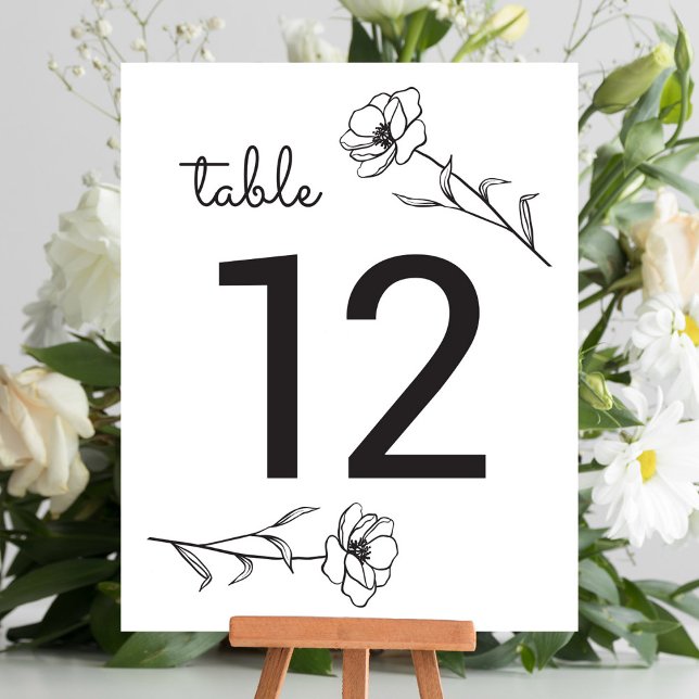 Wildblomma Bröllop Bordsnummer (Wildflower Wedding Table Number)