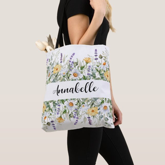 Wildblomma bröllop Bridesmaid Gift Blommigt Tote B Tygkasse (Närbild)