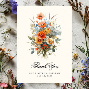 Wildblomma Bröllop Elegant Calligraphy Photo Tack Kort