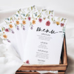 Wildblomma Bröllop Flat Menu<br><div class="desc">Menyn Watercolor Wildblomma Bröllop. Detta menykort kännetecknas av vilda blommor med två moderna högklassigt typsnitt som formar trenderna för nuvarande och framtida festliga händelser.</div>