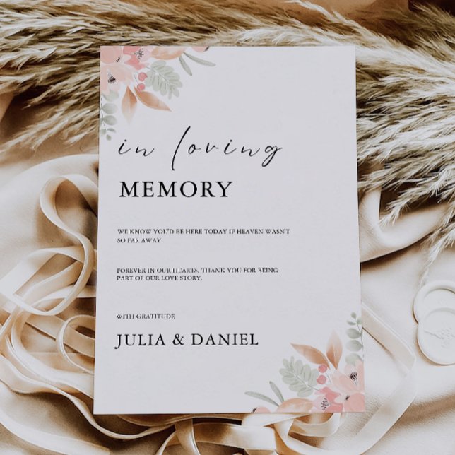 Wildblomma Bröllop in Loving Memory Sign, Inbjudningar (Wildflower Wedding In Loving Memory Sign, Invitation)
