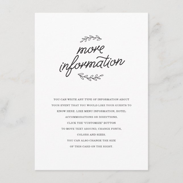 Wildblomma Bröllop Infoga Tilläggskort (Framsida)