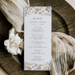 Wildblomma Bröllop Menu Whimsical Boho Blommigt Meny