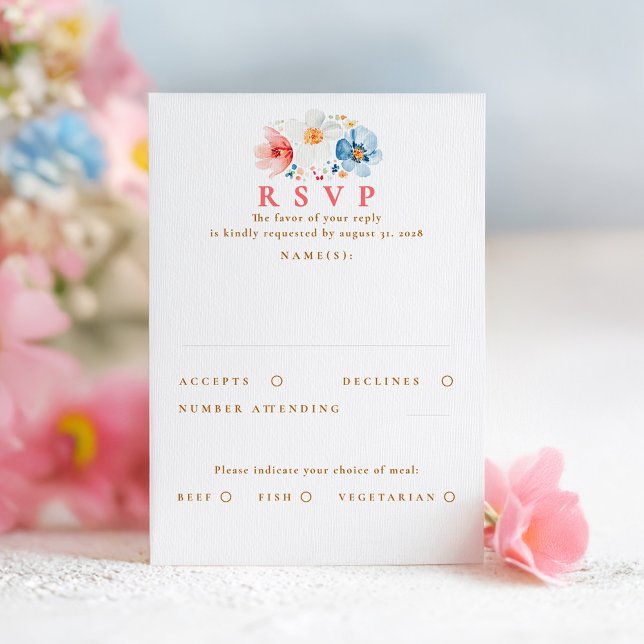 Wildblomma-Bröllop OSA Kort (Wildflowers wedding RSVP card)