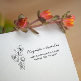 Wildblomma Bröllop Returadress Självfärgande Stämpel
