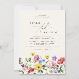 Wildblomma Bröllop Rustic Chic Blommigt Boho Bröll Inbjudningar