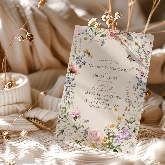 Wildblomma Bröllop Rustic CountryWedding Inbjudningar (Skapare uppladdad)