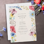 Wildblomma Bröllop Rustic Land Blommigt Inbjudningar<br><div class="desc">Bröllopbjudan till Wildblomma med blommor av vild. Denna botaniska utformning i land har en söt gräns av vilda blommor,  inklusive baljväxter av daisy,  blomkoppsfrökonfektion av knölar av svärdfisk och klöver. En elegant modern blommigt med giftigt,  bohemiskt trädgårdstema. Bläddra i min butik i samlingen Wildblomma Charm för matchande artiklar</div>