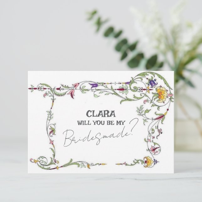 Wildblomma Bröllop Rustic Land Bridesmade Inbjudningar (Stående Fram)