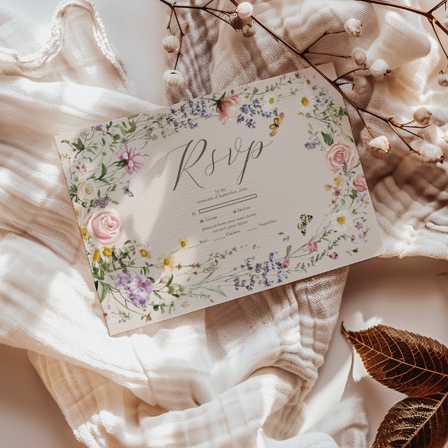 Wildblomma Bröllop Rustic Landsbyggsbröllop OSA Kort (Skapare uppladdad)