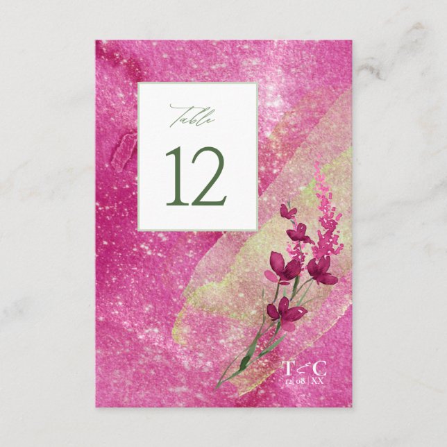 Wildblomma Bröllop Struktur Bord nr Fsia ID95 Inbjudningar (Framsida)