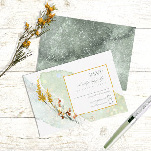 Wildblomma Bröllop Watercolor Guld ID954 OSA Kort