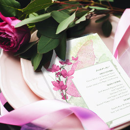 Wildblomma Bröllop Watercolor Menu Fuchsia ID954