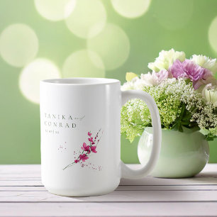 Wildblomma Bröllop Watercolor Namn Fuchsia ID954 Kaffemugg
