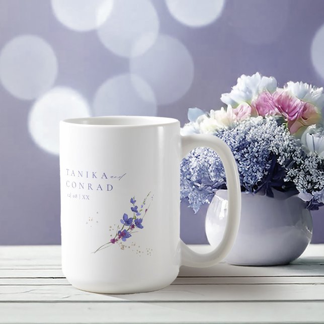 Wildblomma Bröllop Watercolor Namn Peri ID954 Kaffemugg (Skapare uppladdad)