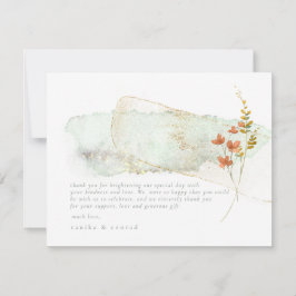 Wildblomma Bröllop Watercolor Tack Guld ID954