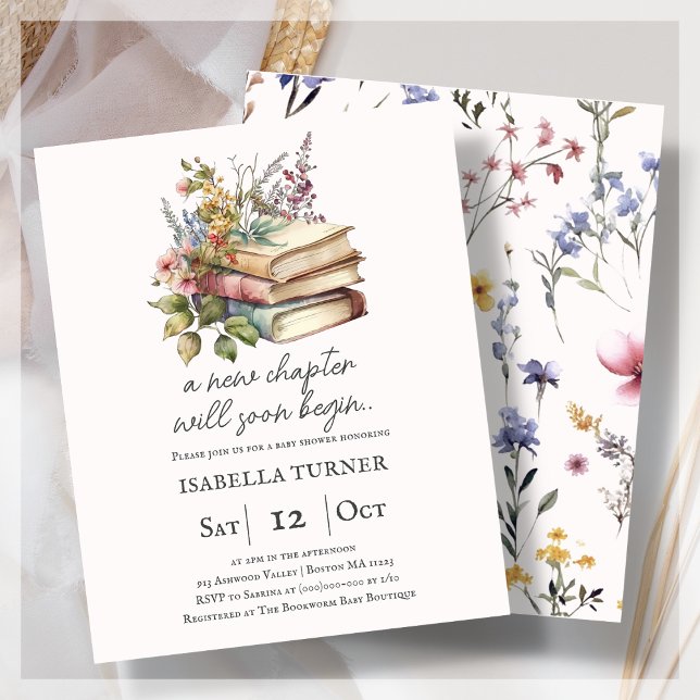 Wildblomma | Budgetinbjudan för Bok Baby Shower (Skapare uppladdad)
