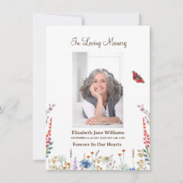 Wildblomma & Butter Funeral Memorial Prayer Anteckningskort