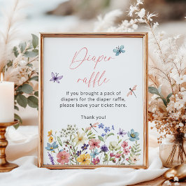 Wildblomma Butterfly Baby Shower Diaper raffle Poster