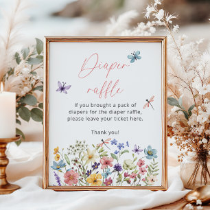 Wildblomma Butterfly Baby Shower Diaper raffle Poster